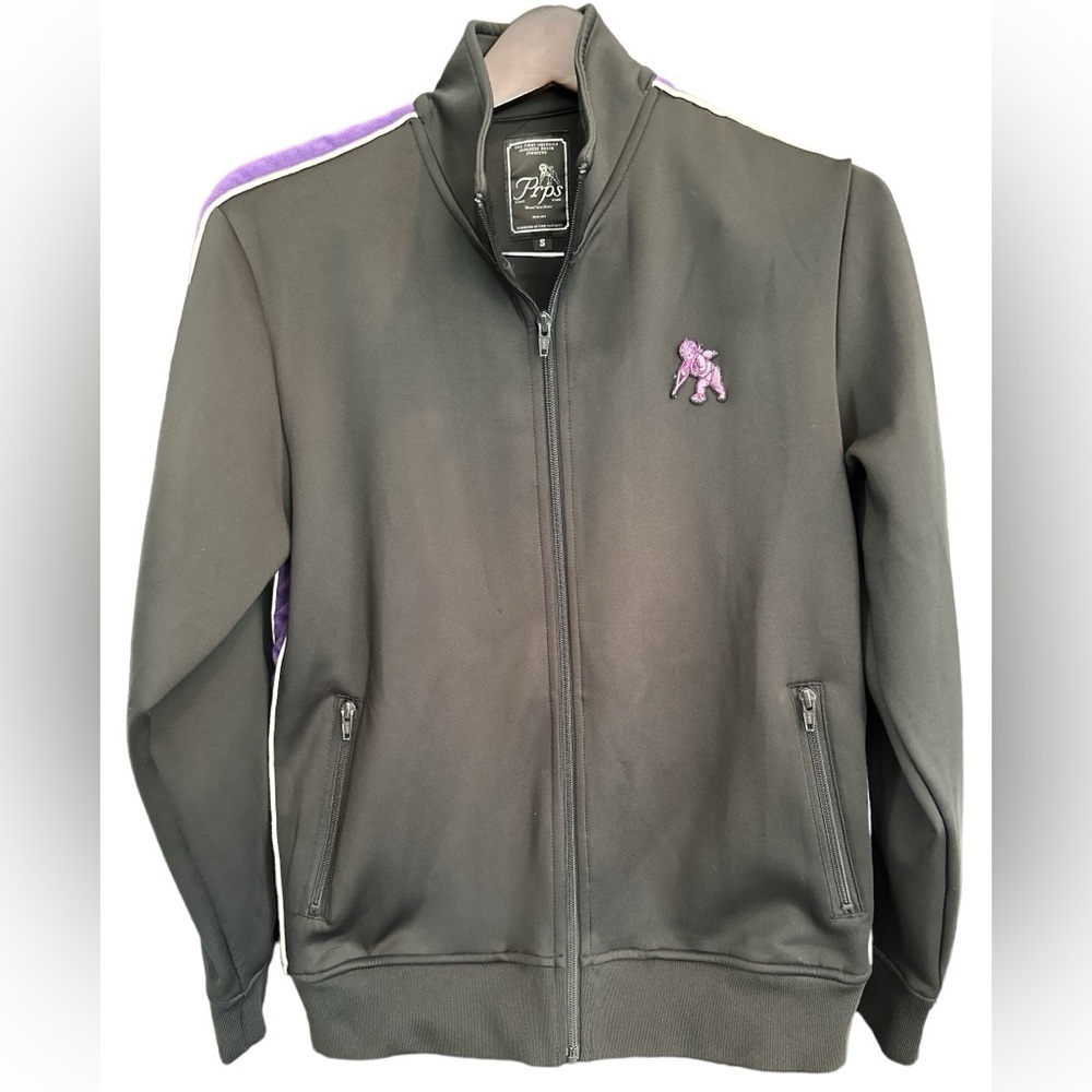 Men's Prps Striped Track Jacket 1  Size S Black-Purple Full Zip